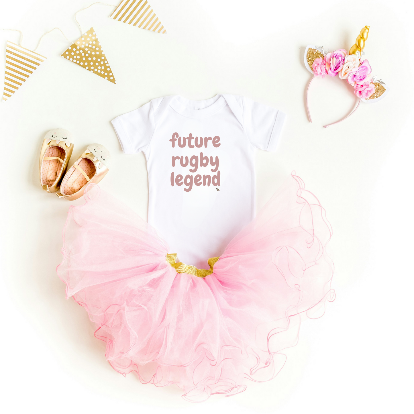 Future Rugby Legend Baby Onesie Pink